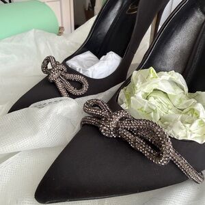 Sam Edelman Deela Black Satin Pointed Toe Pumps US 9.5